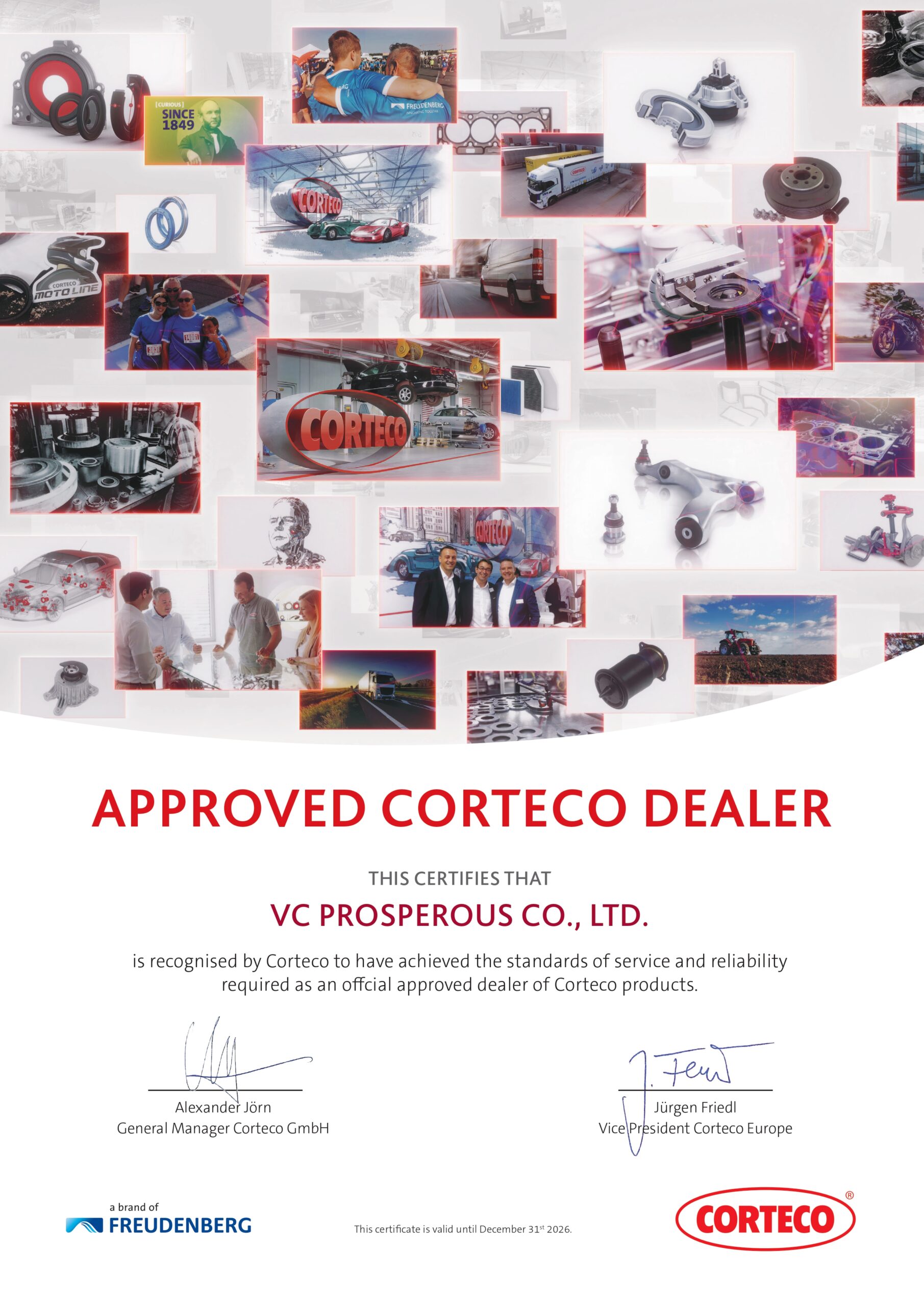 Hồ sơ năng lực 10 Chứng nhận đại lý Corteco